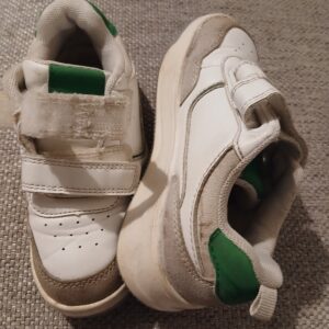 Child's size 10 white and green velcro trainers